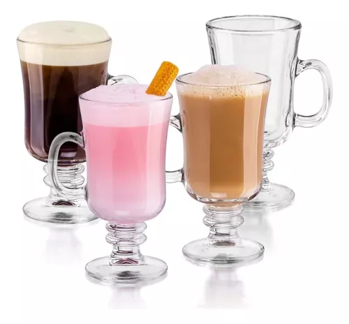 Irish Juego De 4 Tazas, Copas De Vidrio Para Capuchino Cafe