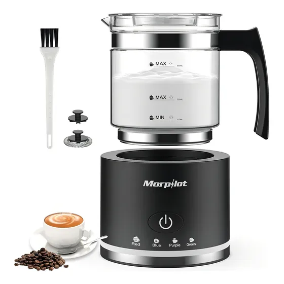 Morpilot Espumador De Leche El&eacute;ctrico 4 en 1 Leche Fr&iacute;a/caliente Y Caf&eacute; Color Negro HS001 Imagen - 1/9